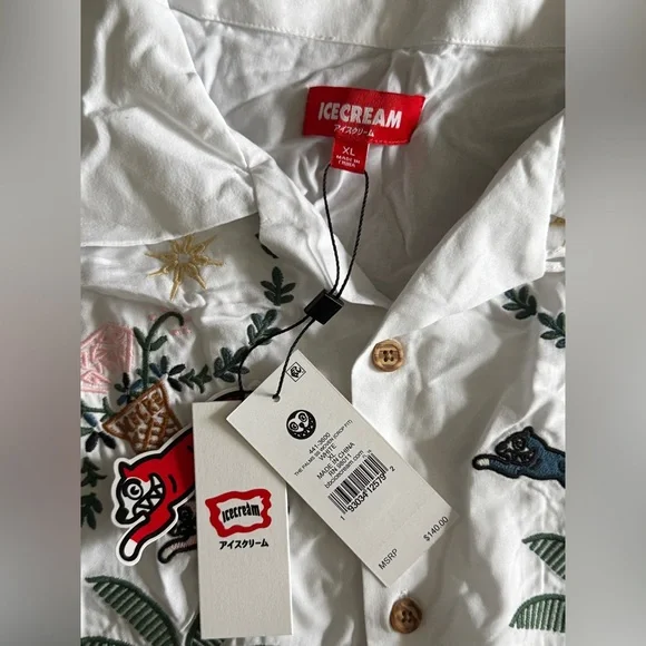 Damaged NWT The Palms Cropped Shirt in White
ICECREAM Men’s Shirt Sz XL - Picture 5 of 8